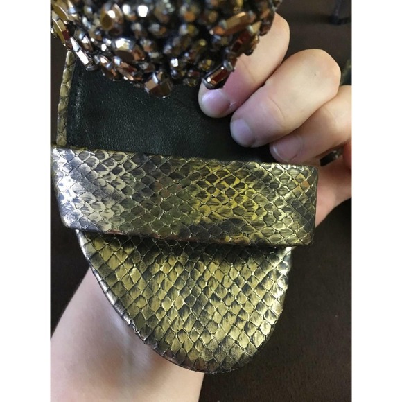 VERA WANG LAVENDER Snakeskin JEWEL Strappy SANDALS Heels 6.5 SPECIAL Occasion - Picture 8 of 11